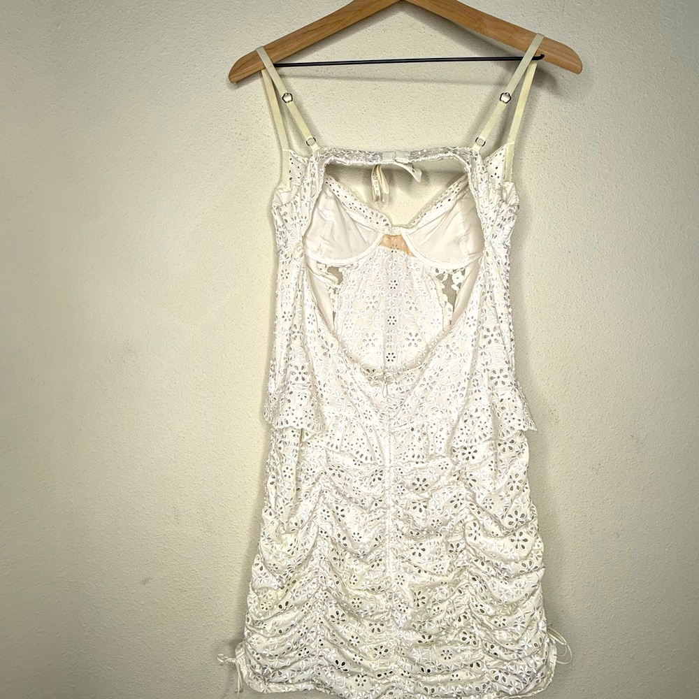 For Love and Lemons Sophie Eyelet Mini Dress in White, size L - Picture 8 of 10